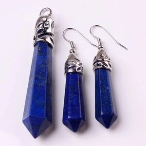 Natural Gemstone Lapis Lazuli Pendant and Earrings Set